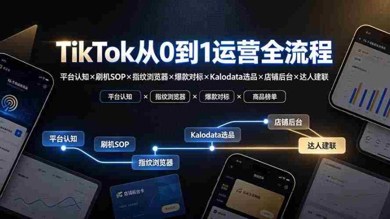 (19823期)TikTok从0到1运营全流程-更新:平台认知×刷机SOP×指纹浏览器×爆款对标×Kalodata选品×店铺后台×达人建联-有道网创