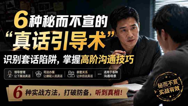 (20113期)付费文章:6种秘而不宣的“真话引导术”识别套话陷阱,掌握高阶沟通技巧-有道网创