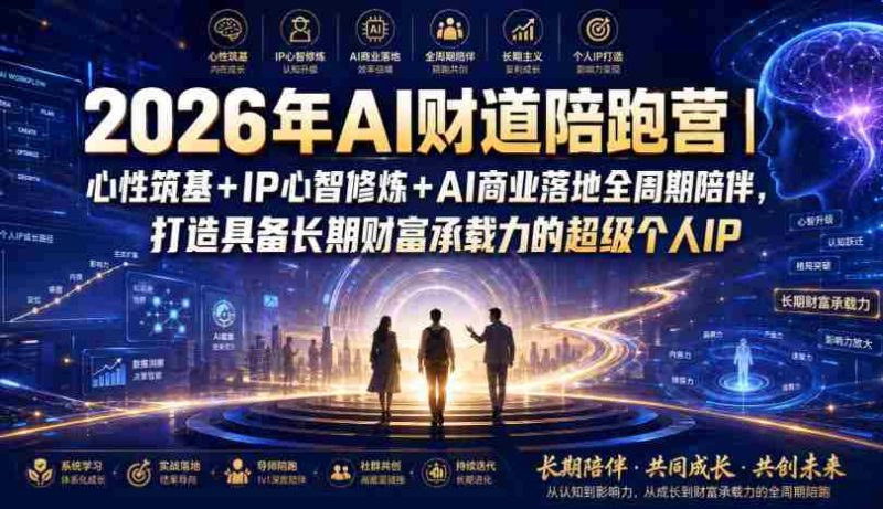 2026年AI财道陪跑营｜心性筑基+IP心智修炼+AI商业落地全周期陪伴，打造具备长期财富承载力的超级个人IP-有道网创