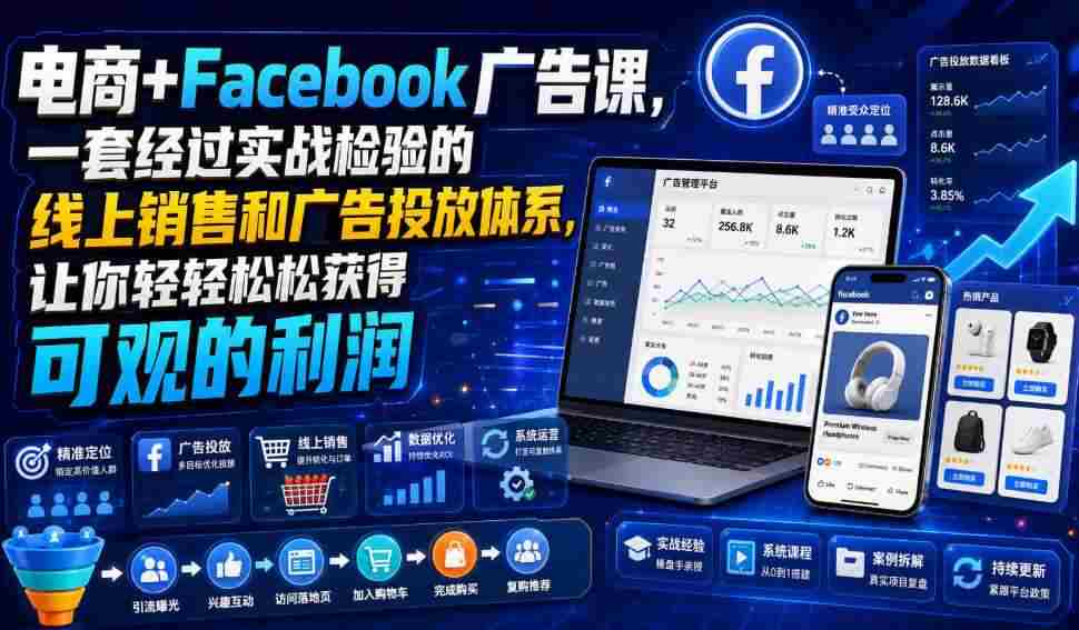 电商+Facebook广告课,一套经过实战检验的线上销售和广告投放体系,让你轻轻松松获得可观的利润【原创双语字幕】