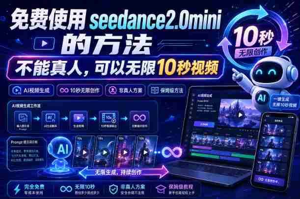 免费使用seedance2.0mini的方法,不能真人,可以无限10秒视频,9图+3音频参考-有道网创