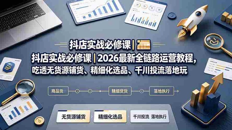 (19549期)抖店实战必修课|2026最新全链路运营教程,吃透无货源铺货、精细化选品、千川投流落地玩法-有道网创