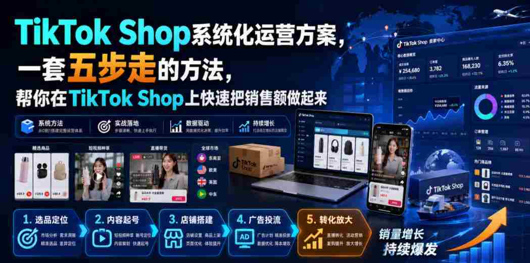 TikTok Shop系统化运营方案，一套五步走的方法，帮你在TikTok Shop上快速把销售额做起来【原创双语字幕】-有道网创