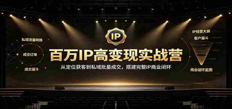 百万IP高变现实战营:从定位获客到私域批量成交,搭建完整IP商业闭环-有道网创