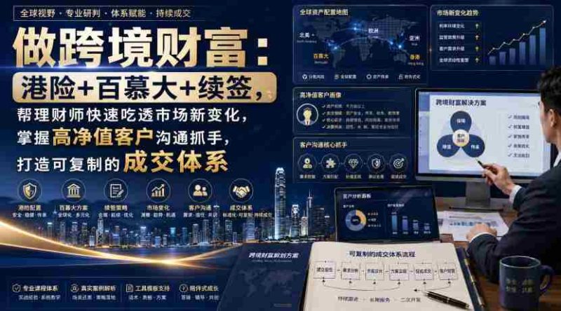 做跨境财富:港险+百慕大+续签,帮理财师快速吃透市场新变化,掌握高净值客户沟通抓手,打造可复制的成交体系-有道网创