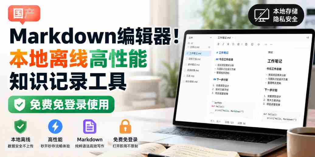 国产Markdown编辑器!本地离线高性能知识记录工具,免费免登录使用