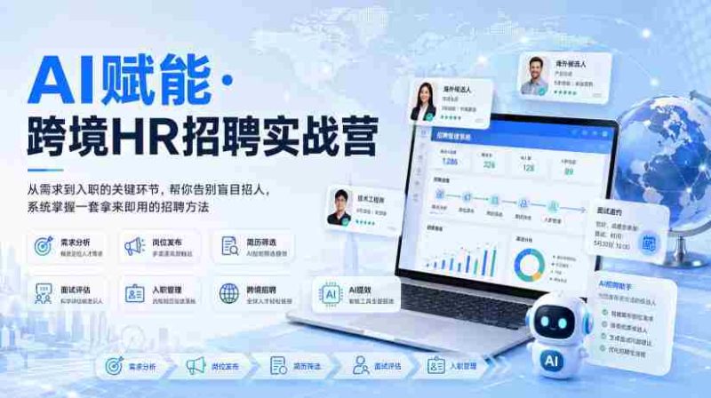 AI赋能·跨境HR招聘实战营，从需求到入职的关键环节，帮你告别盲目招人，系统掌握一套拿来即用的招聘方法-有道网创