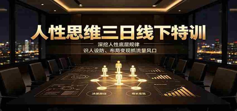 人性思维三日线下特训：深挖人性底层规律，识人设防、布局变现抓流量风口-有道网创