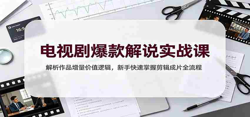 电视剧爆款解说实战课：解析作品增量价值逻辑，新手快速掌握剪辑成片全流程-有道网创