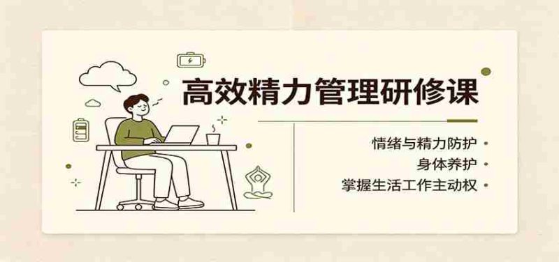 高效精力管理研修课:情绪与精力防护,身体养护,掌握生活工作主动权-有道网创