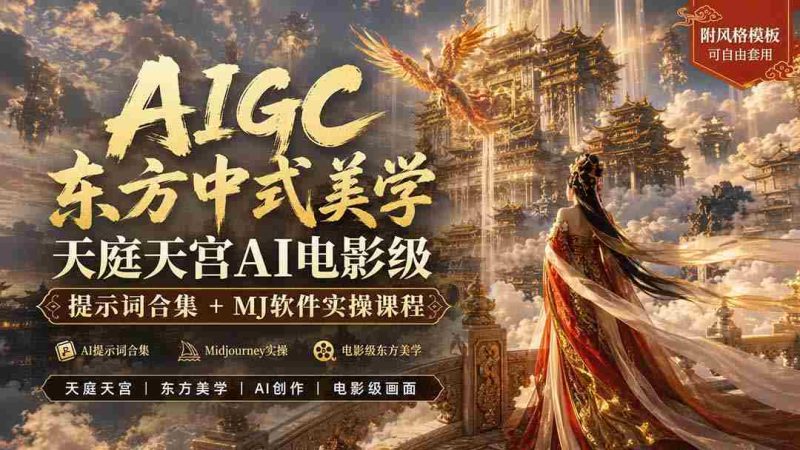 （19998期）AIGC东方中式美学天庭天宫AI电影级提示词合集+MJ软件实操课程-有道网创