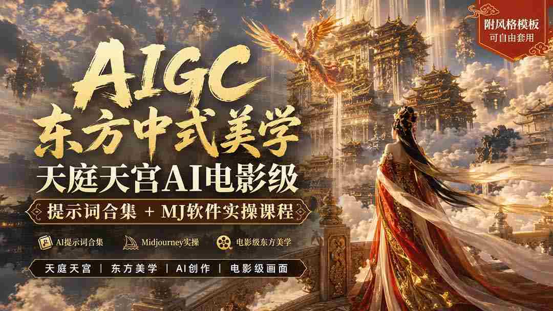 （19998期）AIGC东方中式美学天庭天宫AI电影级提示词合集+MJ软件实操课程-有道网创