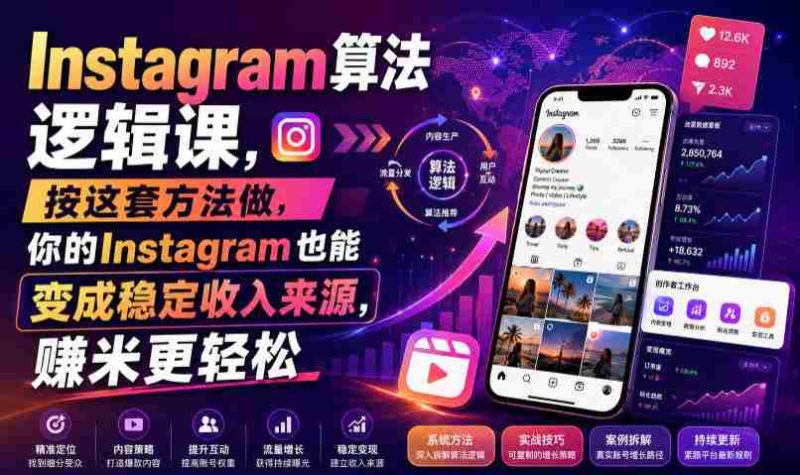 Instagram算法逻辑课,按这套方法做,你的Instagram也能变成稳定收入来源,賺米更轻松【原创双语字幕】-有道网创