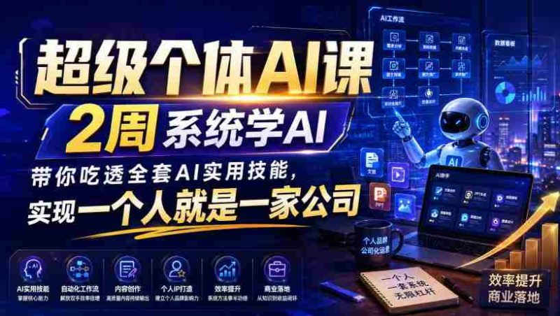 超级个体AI课,2周系统学AI,带你吃透全套AI实用技能,实现一个人就是一家公司-有道网创