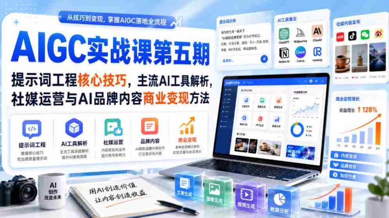 刺猬星球·AIGC实战课第五期,提示词工程核心技巧,主流AI工具解析,社媒运营与AI品牌内容商业变现方法-有道网创