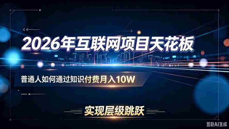(20150期)2026年互联网项目天花板:普通人如何通过知识付费月入10W,实现层级跳跃-有道网创