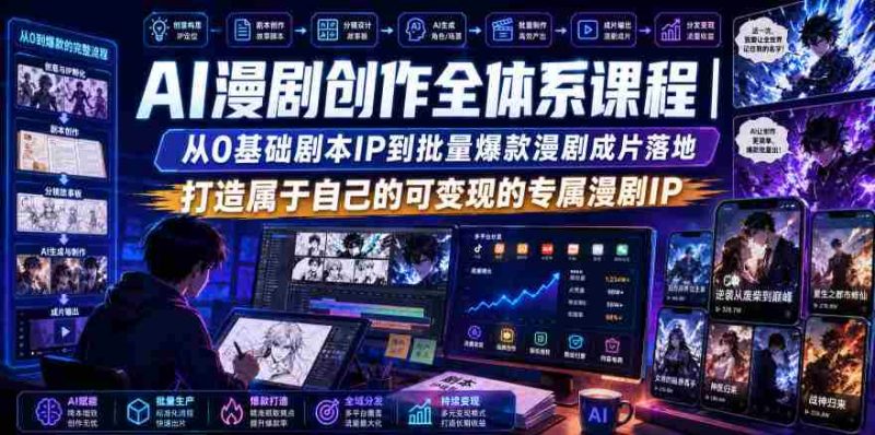 AI漫剧创作全体系课程|从0基础剧本IP到批量爆款漫剧成片落地,打造属于自己的可变现的专属漫剧IP-有道网创