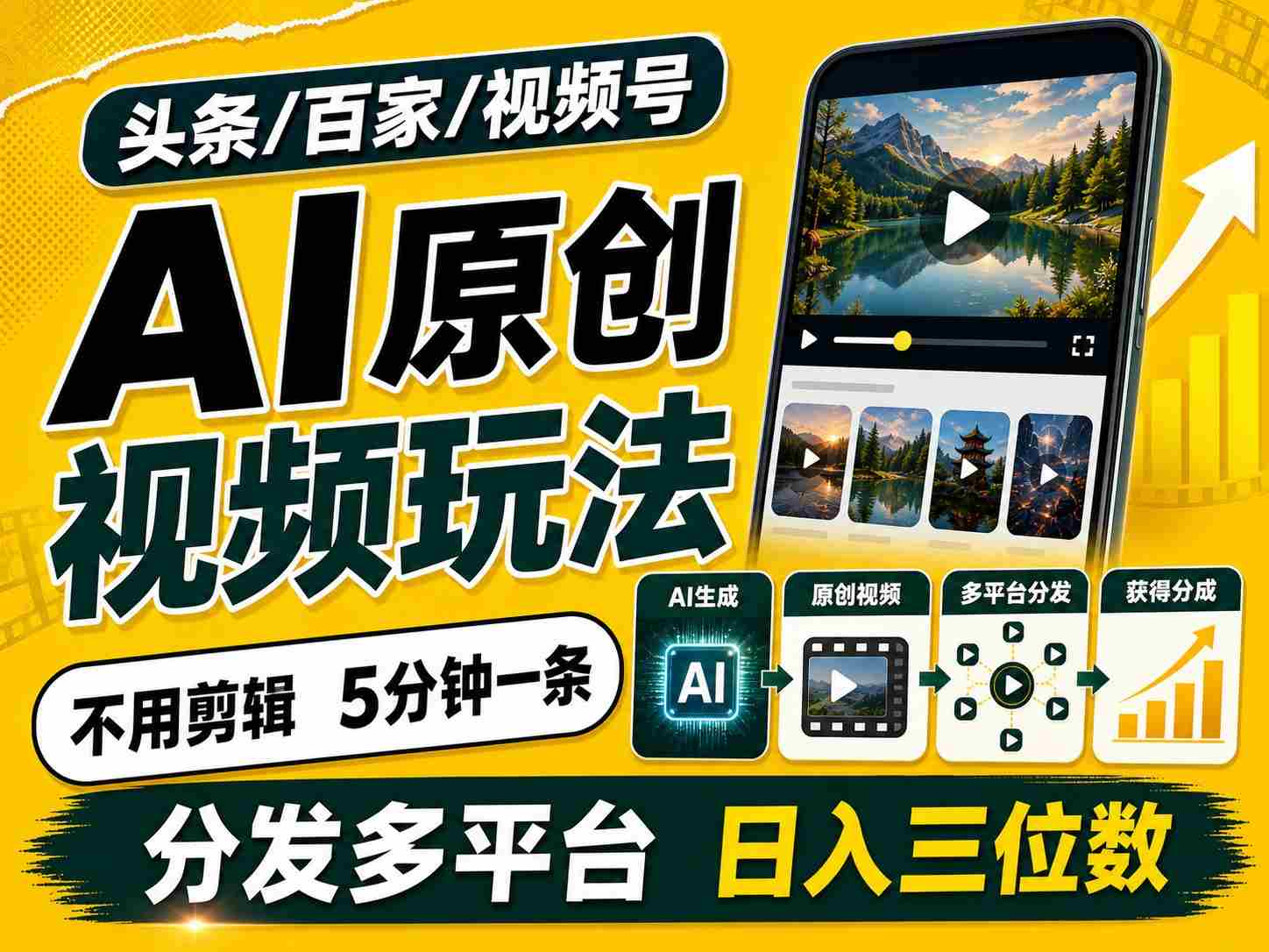 2026头条百家号升级玩法 5分钟一条原创视频 发多平台赚收-有道网创