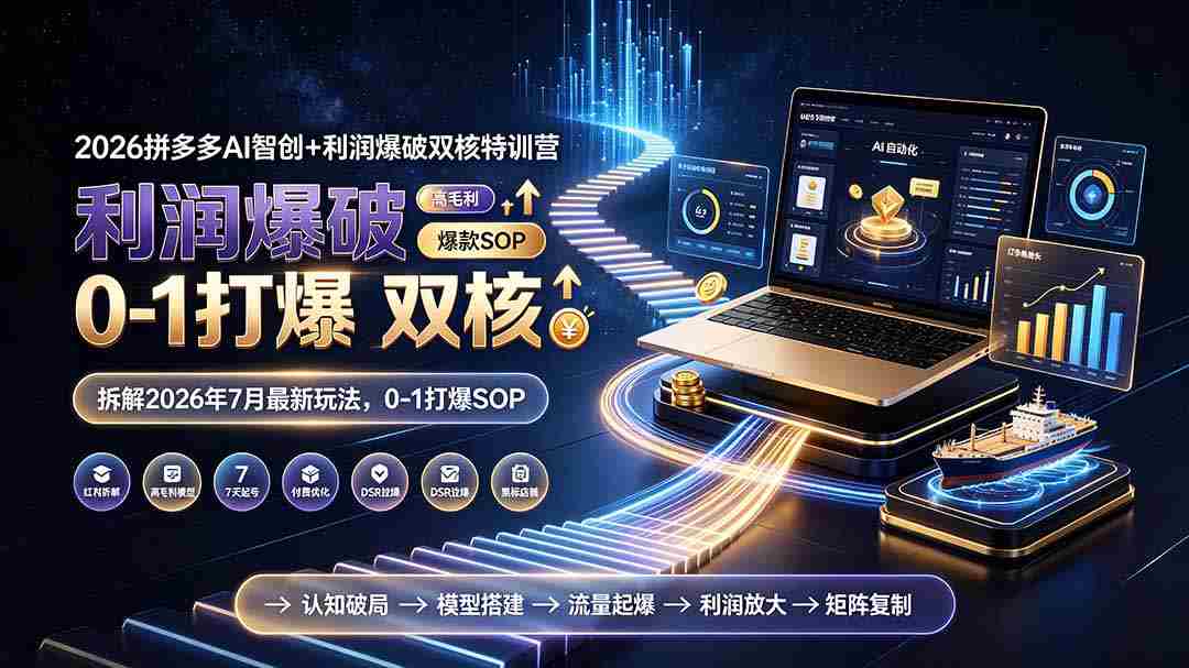 （19804期）2026拼多多AI智创+利润爆破双核特训营-更新：拆解2026年7月最新玩法，0-1打爆SOP-有道网创