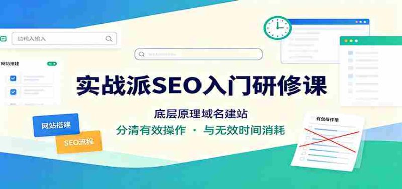 实战派SEO入门研修课:底层原理域名建站,分清有效操作与无效时间消耗-有道网创
