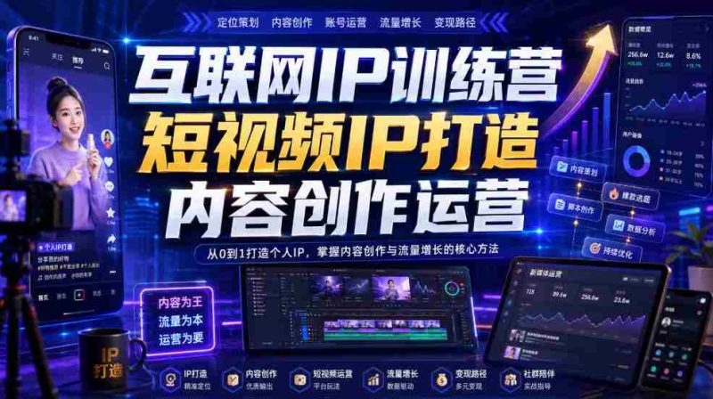 互联网IP训练营，短视频IP打造，内容创作运营-有道网创