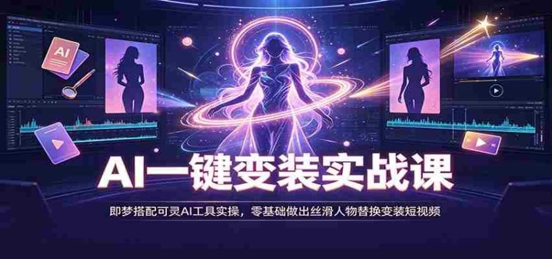 AI一键变装实战课:即梦搭配可灵AI工具实操,零基础做出丝滑人物替换变装短视频-有道网创