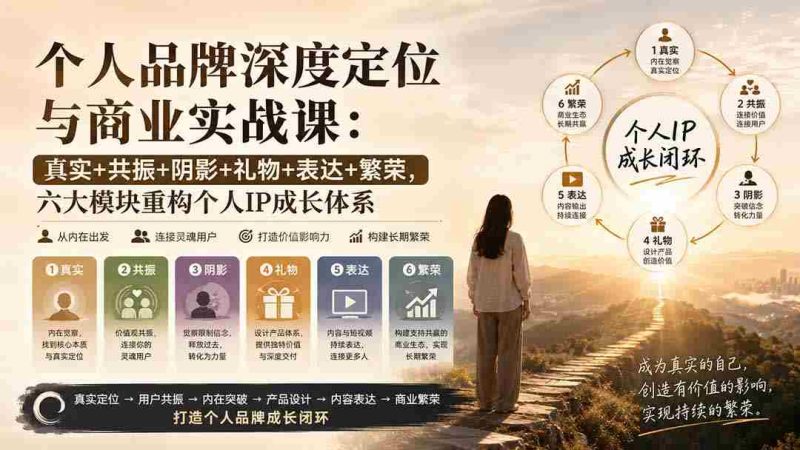 (20140期)个人品牌深度定位与商业实战课:真实+共振+阴影+礼物+表达+繁荣,六大模块重构个人IP成长体系-有道网创