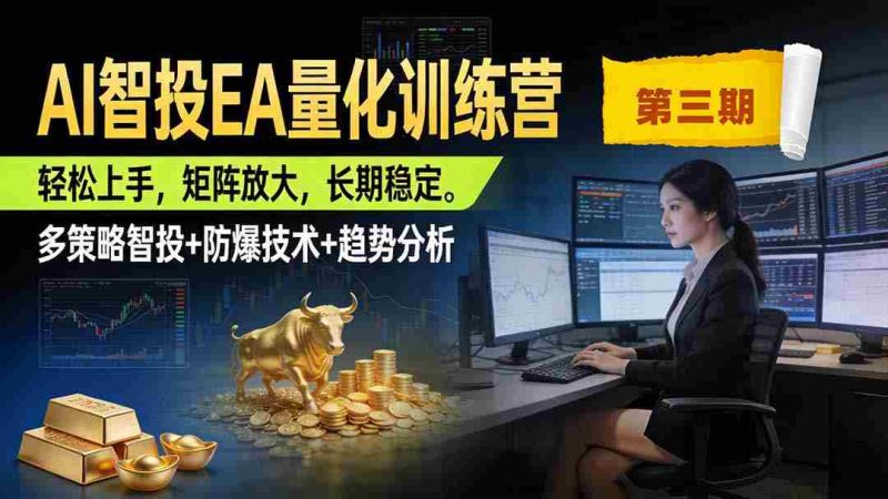 (19737期)AI智投EA量化训练营第三期,多策略智投+防爆技术+趋势分析 ,小白轻松上手,矩阵放大,长期稳定,日入500U。-有道网创