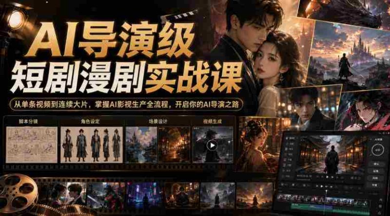 AI导演级短剧漫剧实战课，从单条视频到连续大片，掌握AI影视生产全流程，开启你的AI导演之路!-有道网创