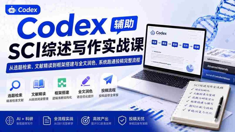 (19751期)Codex辅助SCI综述写作实战课——从选题检索、文献精读到框架搭建与全文润色,系统跑通投稿完整流程-有道网创