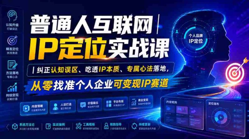 普通人互联网IP定位实战课|纠正认知误区、吃透IP本质、专属心法落地,从零找准个人企业可变现IP赛道-有道网创