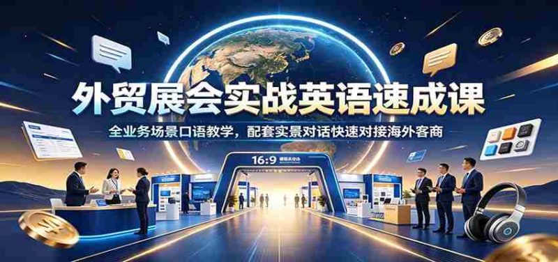 外贸展会实战英语速成课:全业务场景口语教学,配套实景对话快速对接海外客商-有道网创