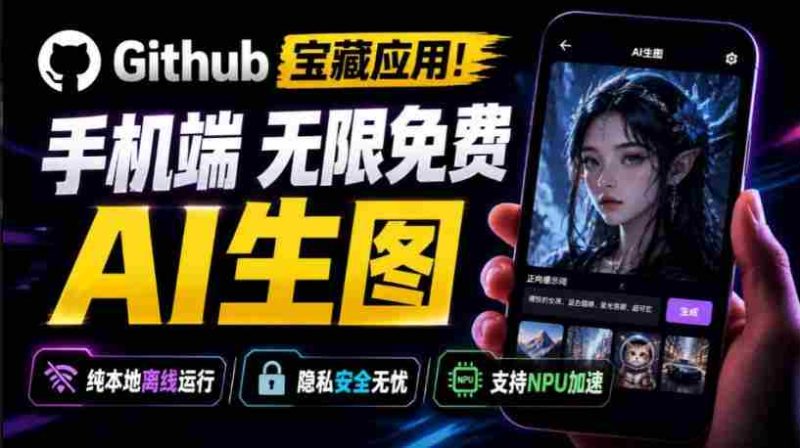 Github宝藏应用!手机端无限免费AI生图,纯本地离线运行,支持NPU加速斩获3.1k stars,local-dream-有道网创