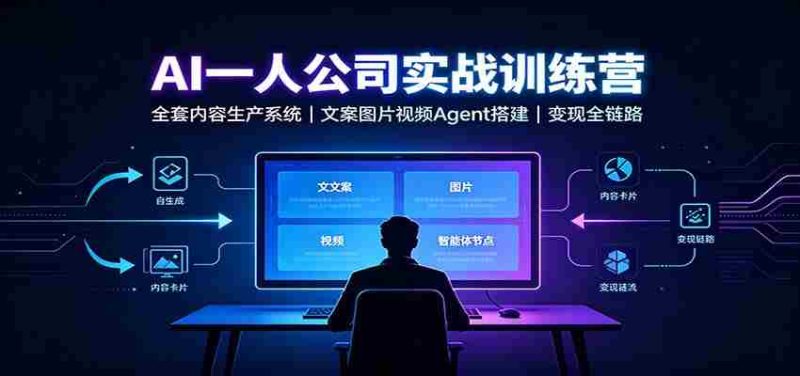 AI创作一人公司实战训练营:全套内容生产系统,文案图片视频Agent搭建变现全链路-有道网创
