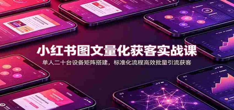 小红书图文量化获客实战课:单人二十台设备矩阵搭建,标准化流程高效批量引流获客-有道网创
