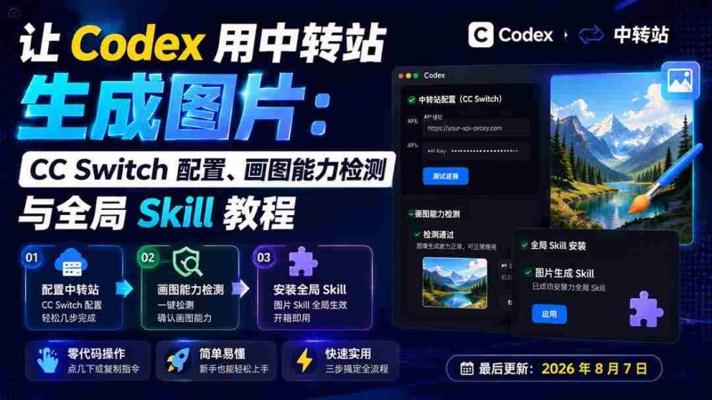 （19777期）让 Codex 用中转站生成图片：CC Switch 配置、画图能力检测与全局 Skill 教程-有道网创