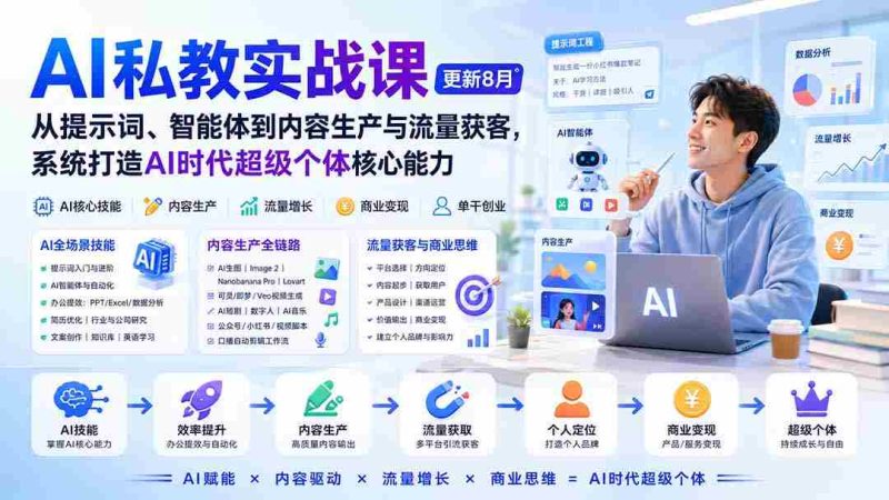 (20149期)AI私教实战课-更新8月:从提示词、智能体到内容生产与流量获客,系统打造AI时代超级个体核心能力-有道网创