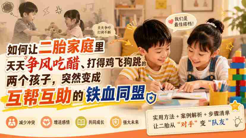 付费文章：如何让二胎家庭里天天争风吃醋、打得鸡飞狗跳的两个孩子，突然变成互帮互助的铁血同盟？-有道网创