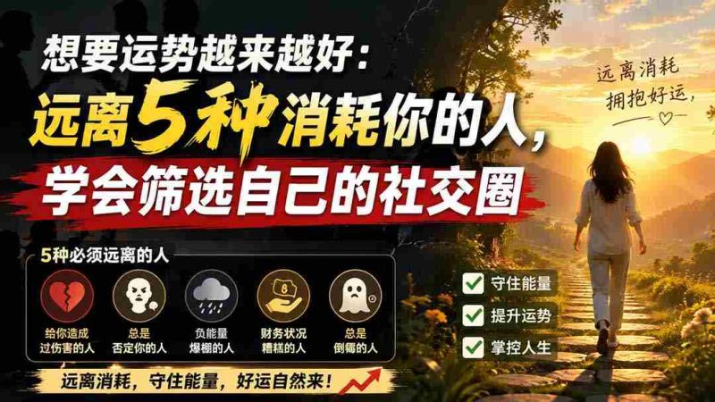 （19965期）付费文章：想要运势越来越好：远离5种消耗你的人，学会筛选自己的社交圈-有道网创