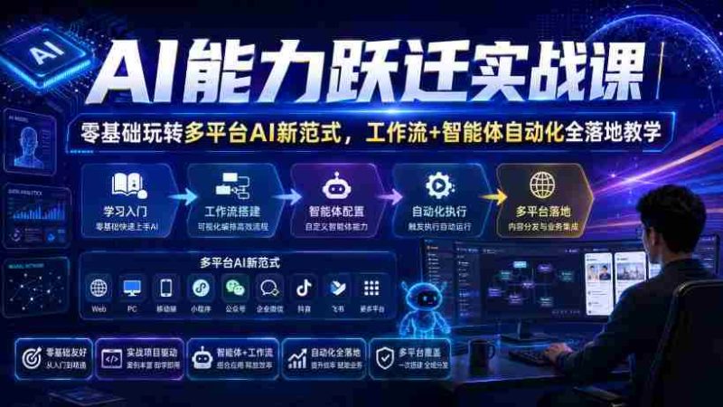 AI能力跃迁实战课|零基础玩转多平台AI新范式,工作流+智能体自动化全落地教学-有道网创