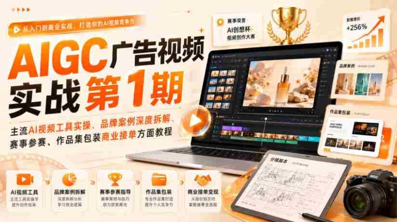 AIGC广告视频实战第1期,主流AI视频工具实操、品牌案例深度拆解、赛事参赛、作品集包装商业接单方面教程-有道网创