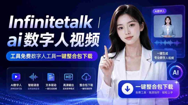 (20008期)Infinitetalk丨ai数字人视频-工具免费数字人工具一键整合包下载-有道网创