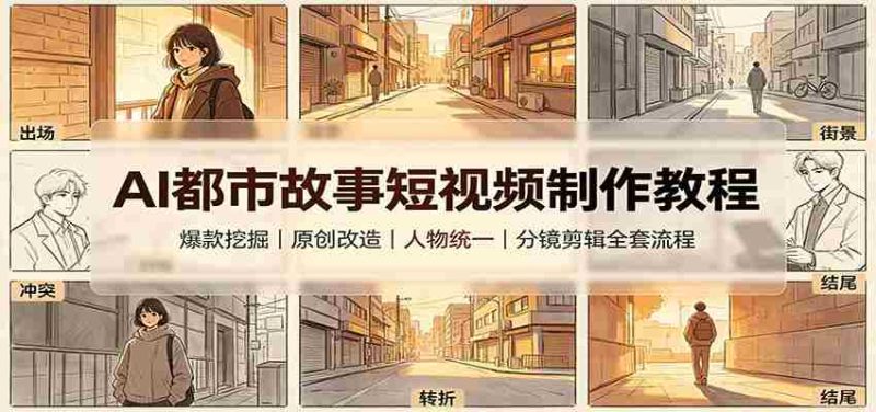 AI都市故事短视频制作教程:爆款挖掘原创改造,人物统一分镜剪辑全套流程-有道网创