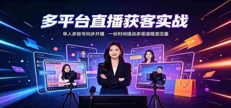 多平台直播获客实战:单人多账号同步开播,一份时间撬动多渠道精准流量-有道网创