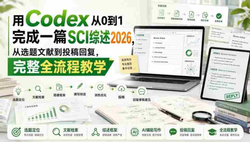 用Codex从0到1完成一篇SCI综述2026，从选题文献到投稿回复，完整全流程教学-有道网创