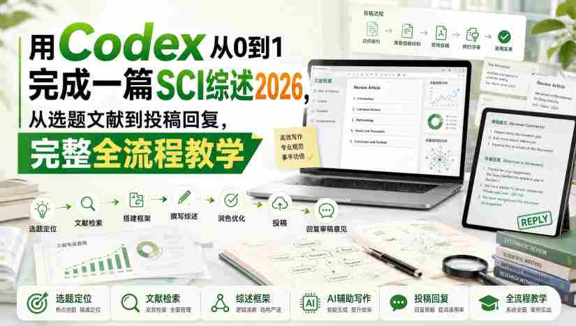 用Codex从0到1完成一篇SCI综述2026，从选题文献到投稿回复，完整全流程教学-有道网创