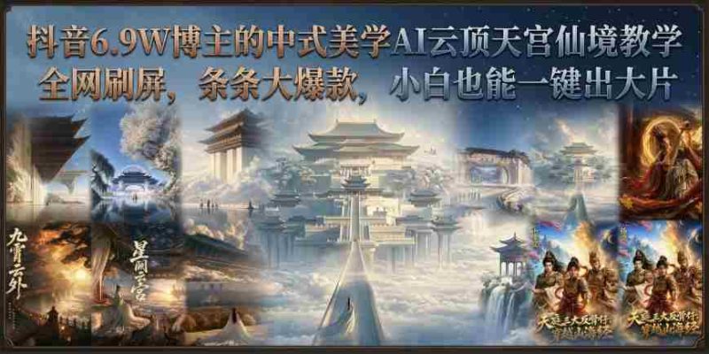 抖音6.9W博主的中式美学AI云顶天宫仙境教学,全网刷屏,条条大爆款,小白也能一键出大片-有道网创