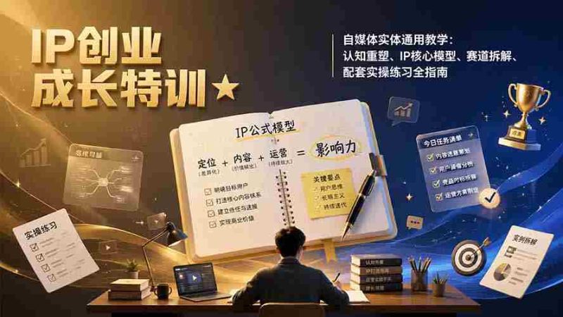 (19567期)IP创业成长特训★自媒体实体通用教学:认知重塑、IP核心模型、赛道拆解、配套实操练习全指南-有道网创