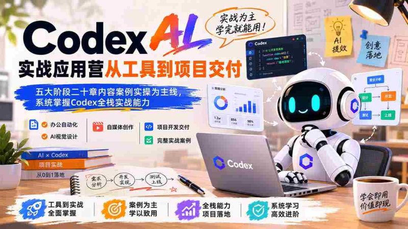 (19854期)Codex AI实战应用营从工具到项目交付;五大阶段二十章内容案例实操为主线,系统掌握Codex全栈实战能力-有道网创