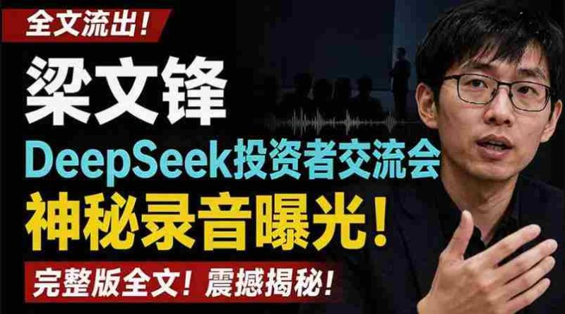 全文流出梁文锋DeepSeek投资者交流会神秘录音曝光,感兴趣的抓紧看【PDF文档】-有道网创